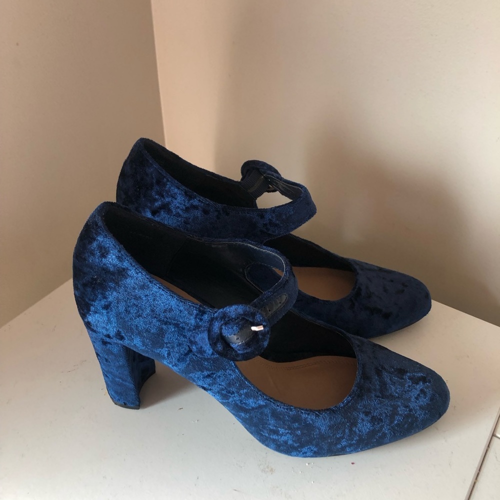 Navy Velvet Heels